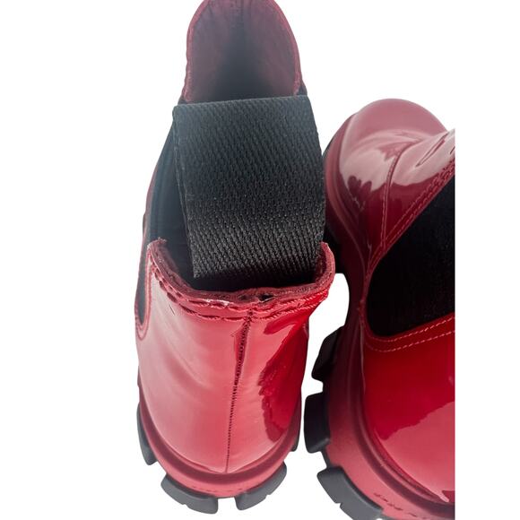 Prada Patent Leather Monolith Booties in Rosso Red - Picture 12 of 16